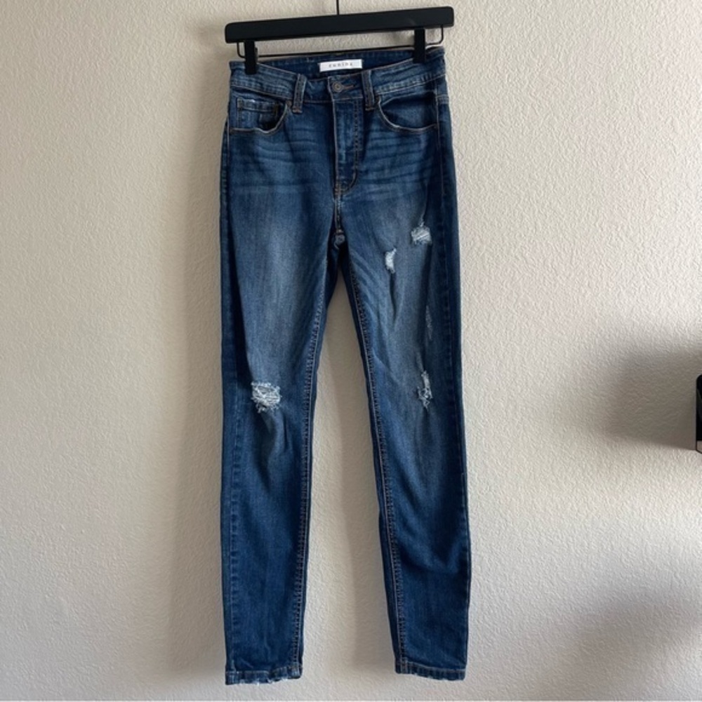 Eunina Bella Skinny Dark Wash High Rise Distressed Skinny Jean Womens Size 26